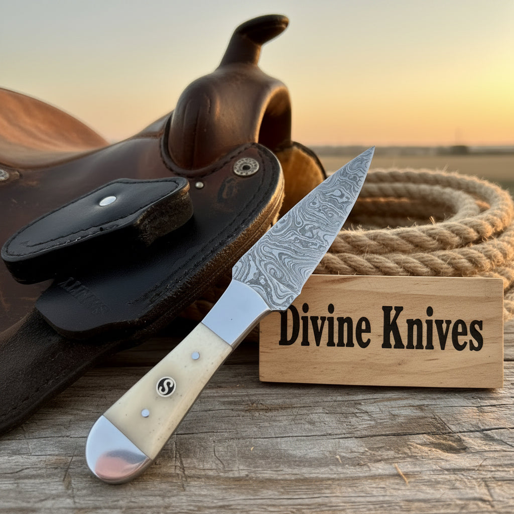 Bone Single-Edge Dagger with Shield Inlay and Turquoise Pins
