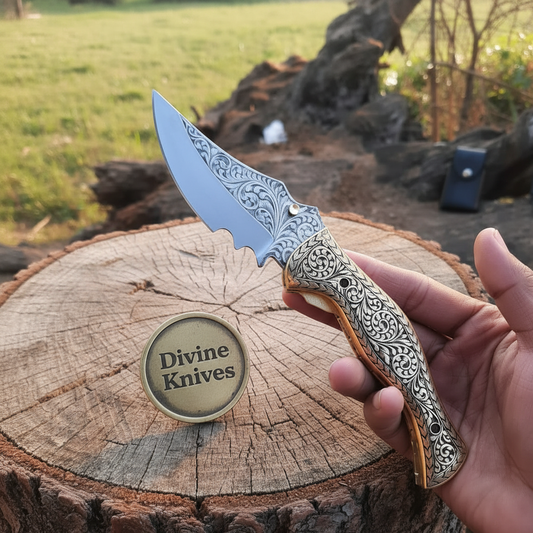 Engraved folding knife
