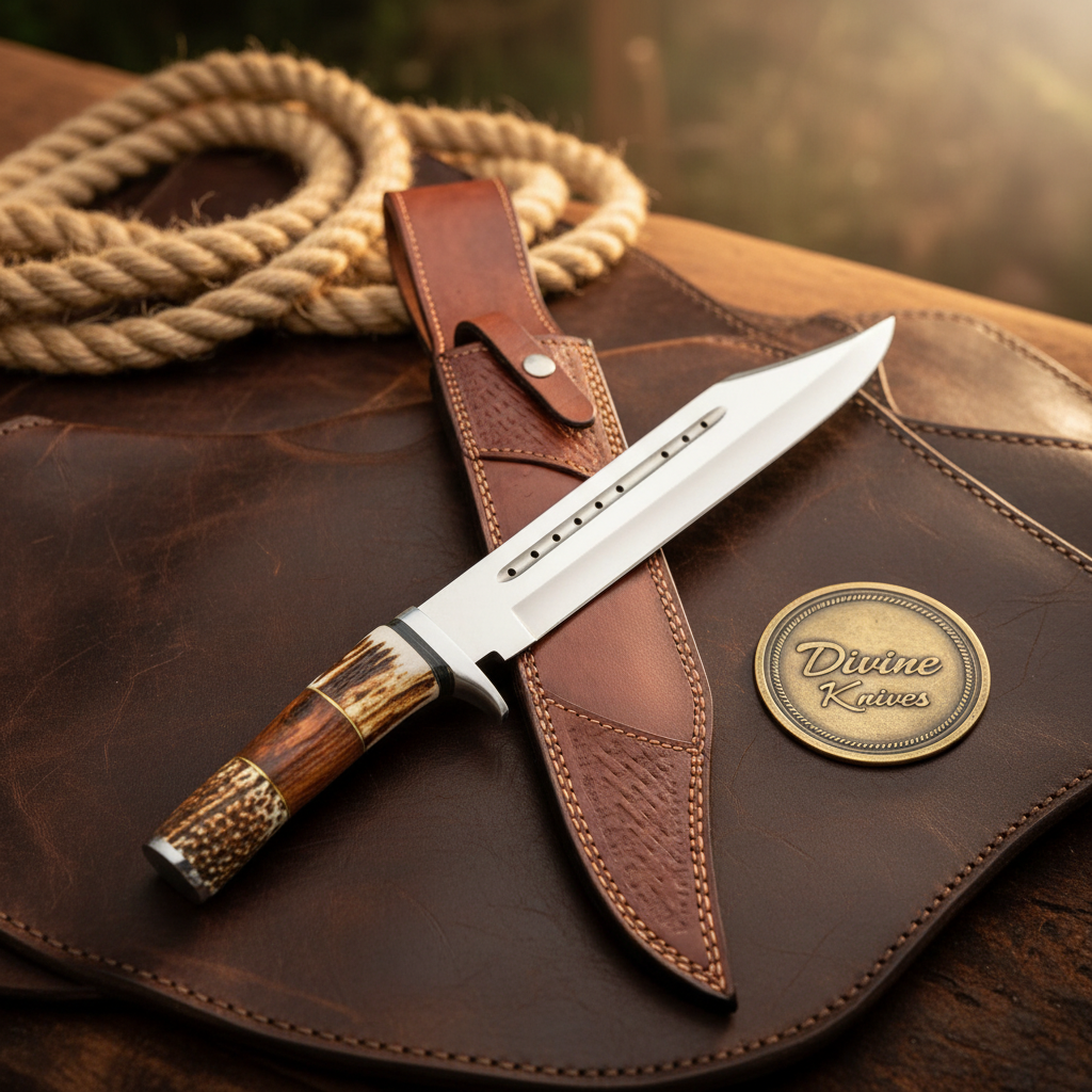 Antler Fuller Blade Rambo Bowie with Antler Rugged Handle