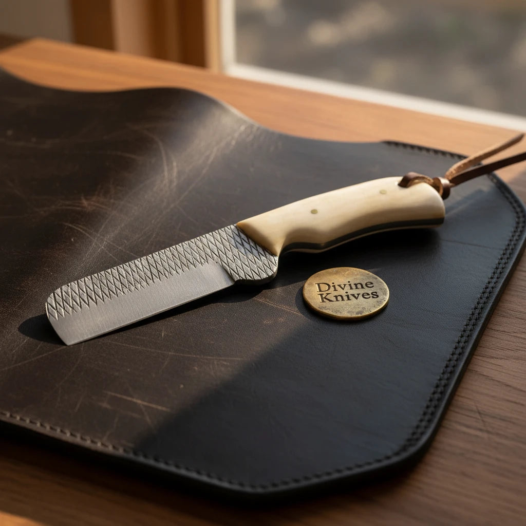 Rasp Steel Camel Bone Tanto Bull Cutter with Raw Texture