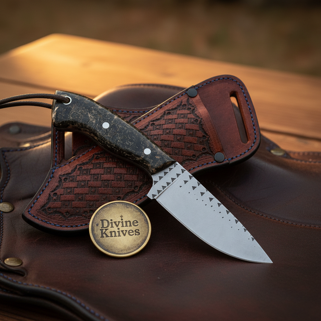 Carbon Fiber Handle Pyramid File-Worked Skinner for Cowboy Style Collectors