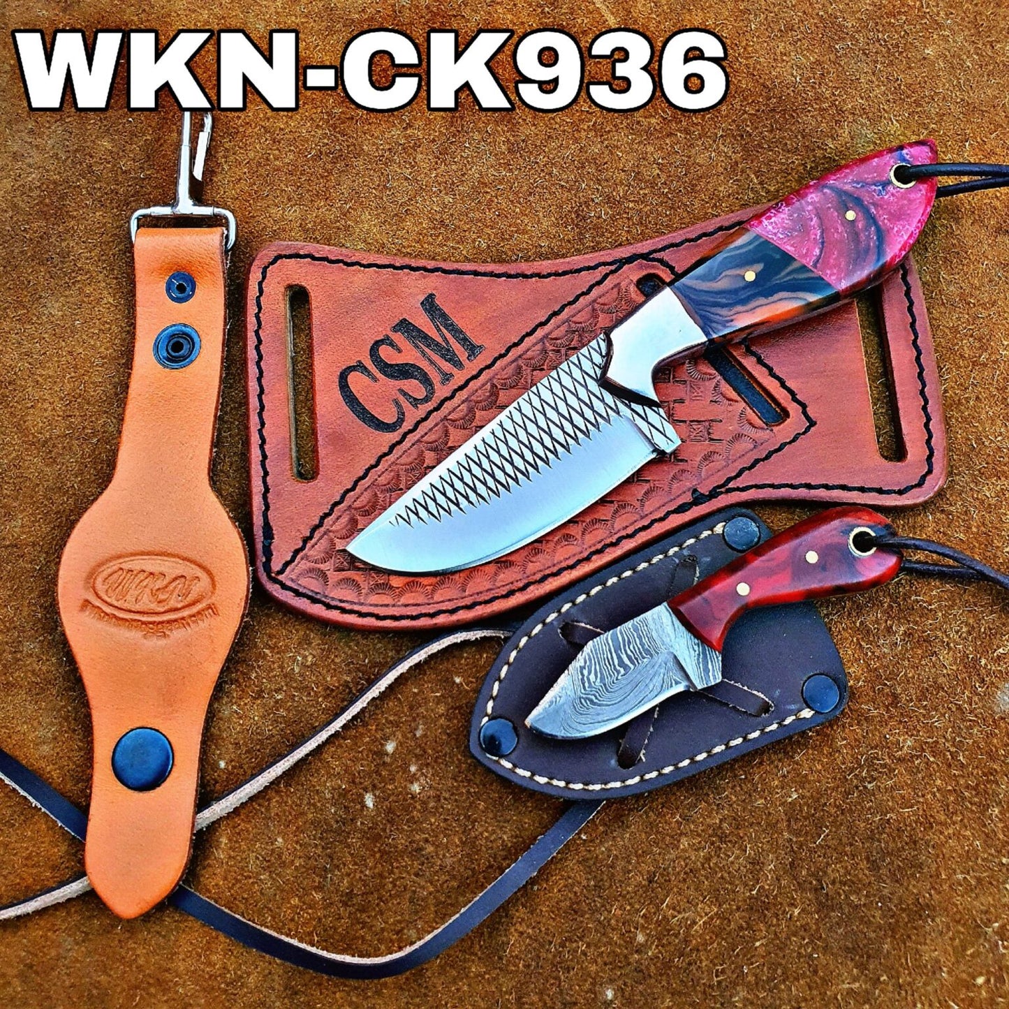 Pink Swirl Resin Drop Point Hunter Knife for Collectors and Trail Use