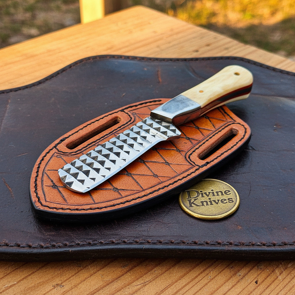 Camel Bone Farrier Rasp Tanto Bull Cutter with Natural Bone Handle