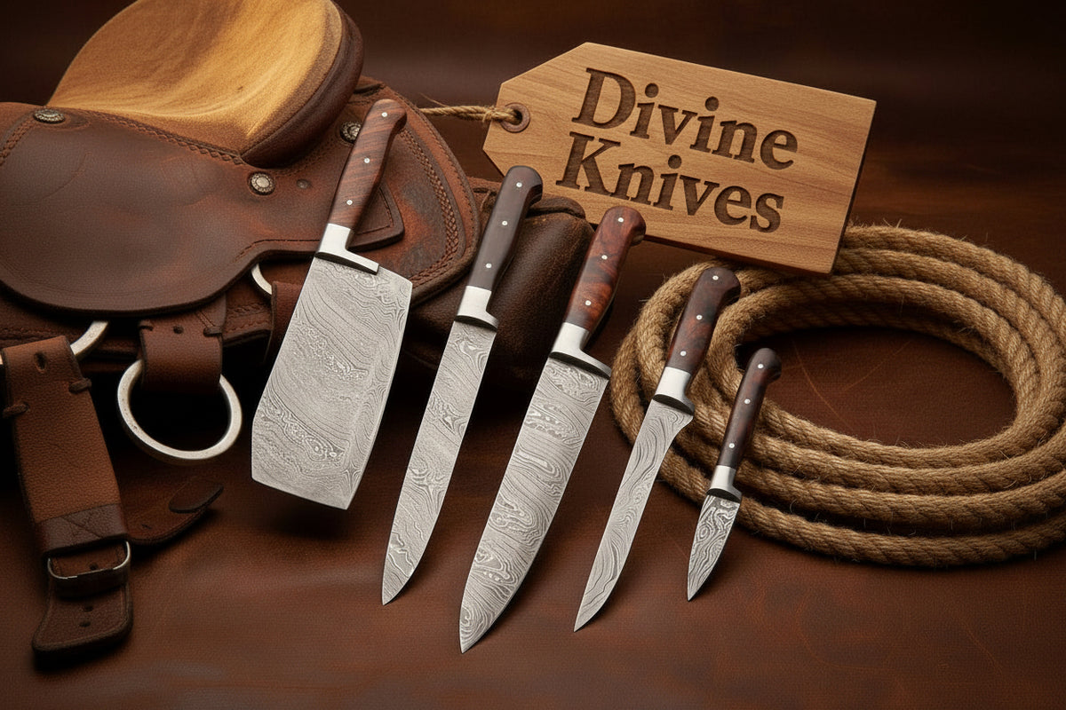 5 Forged Blades Wildrose Damascus Chef Knife Set for Cooking
