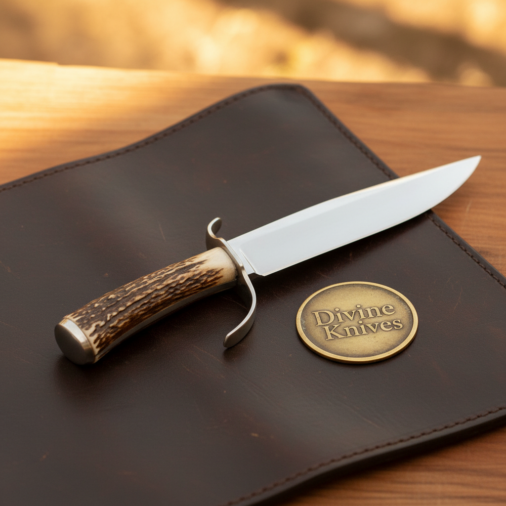 Coffin Antler Straight-Back Bowie with Classic Coffin Handle