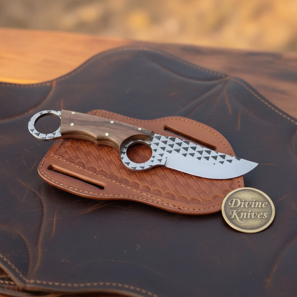 Karambit-Style Bull Cutter Knife for Ranch Work and Collecting