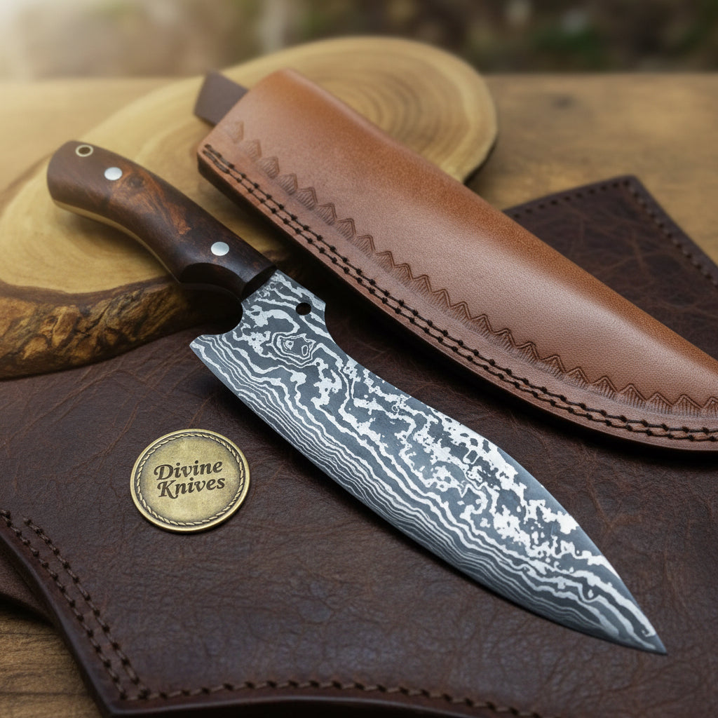 Thumb Ramp Spine Damascus Chef Knife for Everyday Kitchen Prep