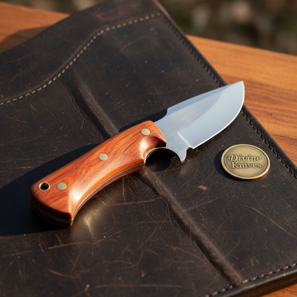 Rosewood Handle Skinner Knife for Hunting and Outdoor Tasks