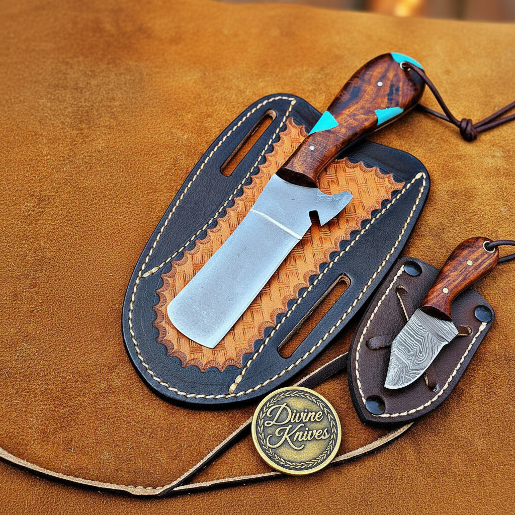 Rosewood Bull Cutter and Neck Skinner Set for Ranch Chores and Gifting