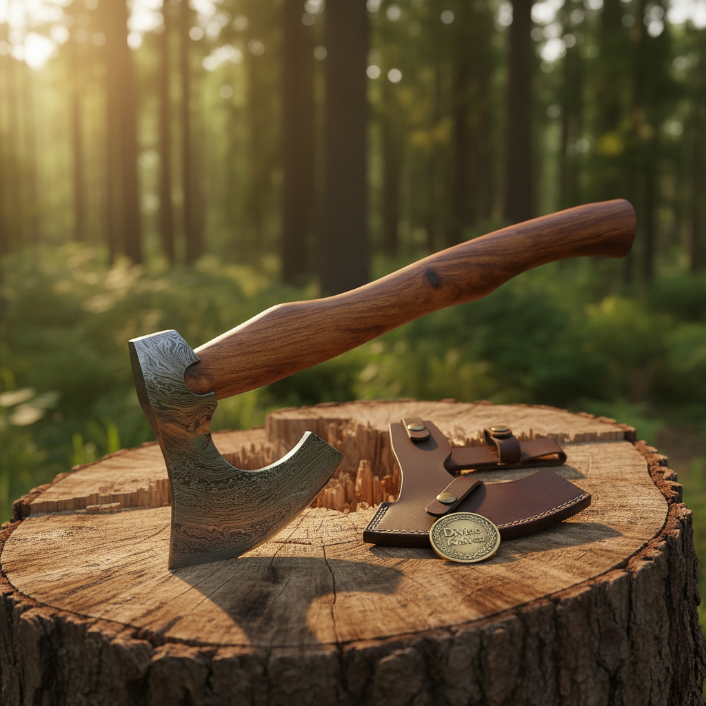 Handmade Damascus Viking Axe — Bearded Hatchet