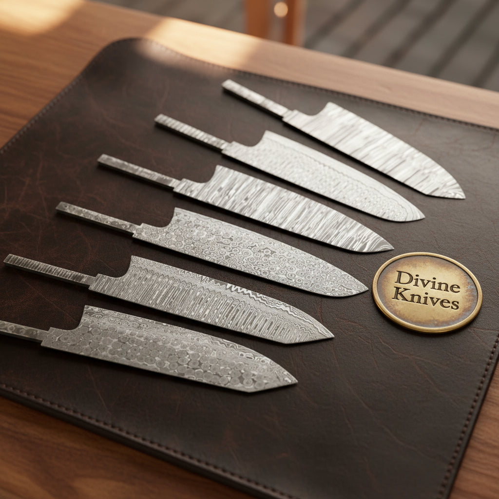 Santoku and Bunka Blade Blanks Set for Custom Kitchen Knives
