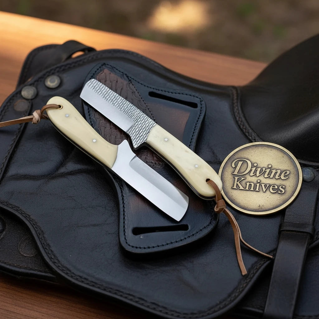 Rasp & D2 Steel Bone Bull Cutters with Natural Bone Handles