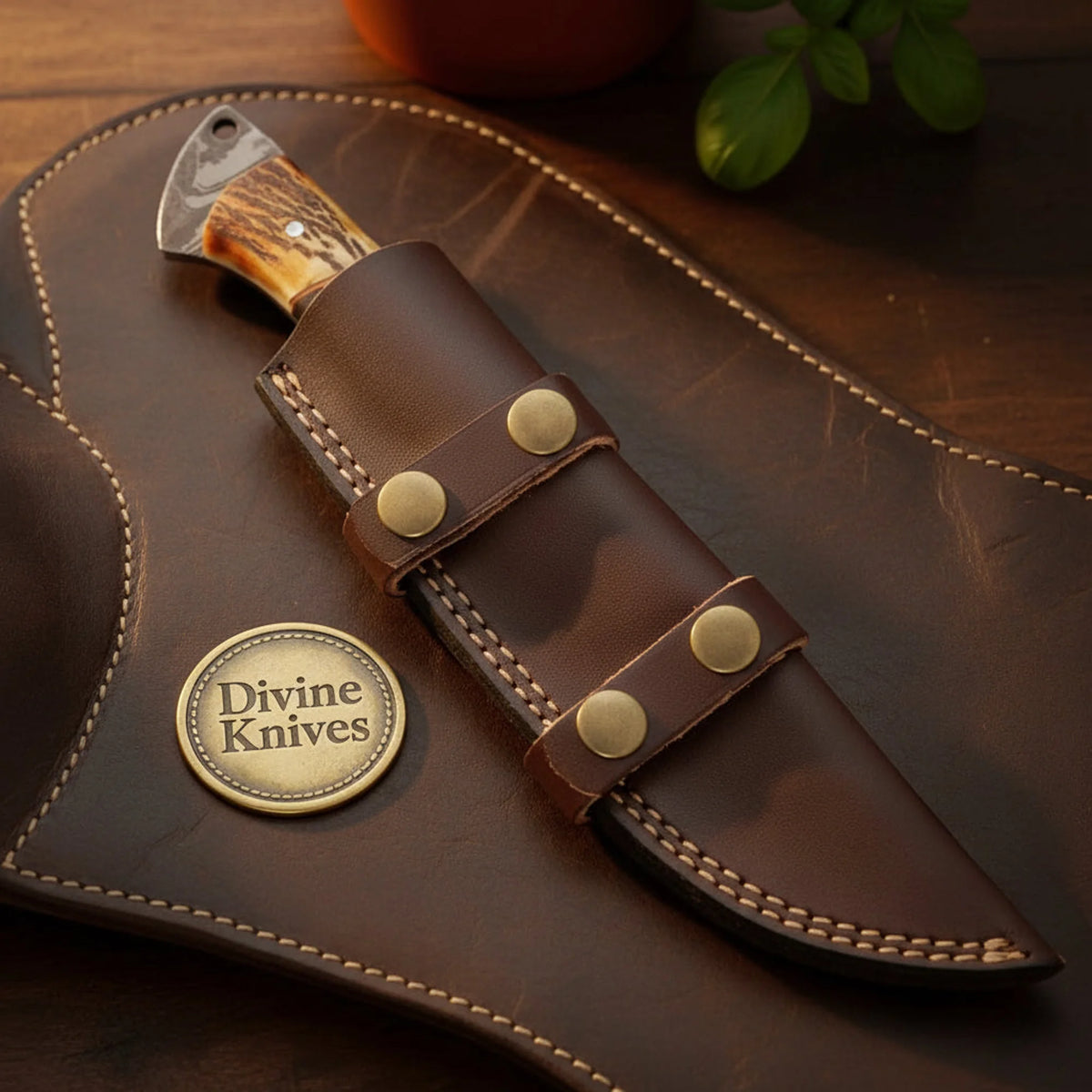 Eagle Talon Gut Hook Knife with Bird Cutout Blade and Antler Handle