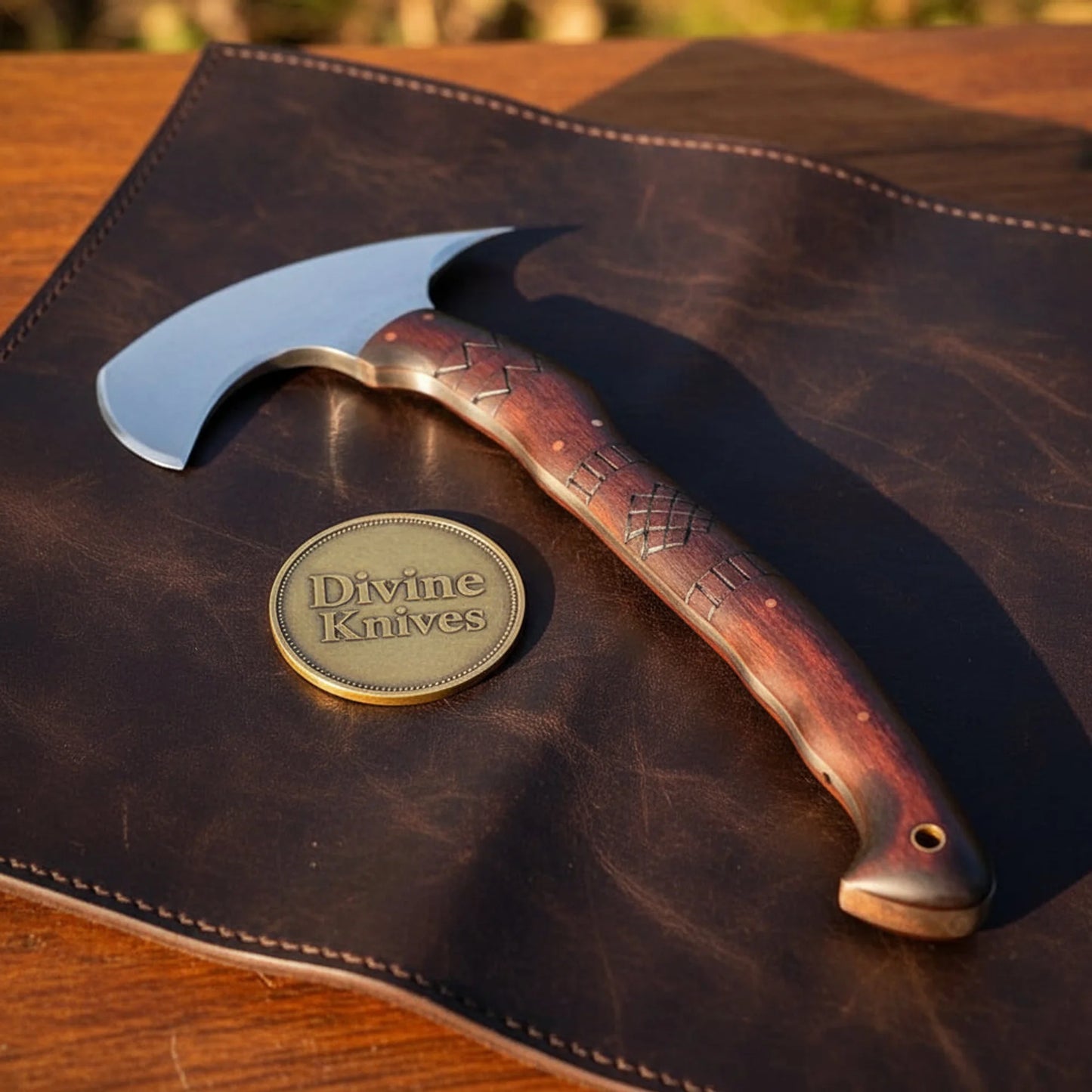 Moonspike Tribal Bushcraft Tomahawk Hatchet with Spike Poll and Crescent Blade