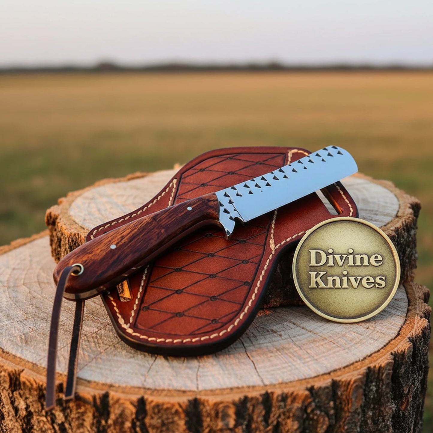 Rasptooth Bullcutter Knife with Hardwood Handle