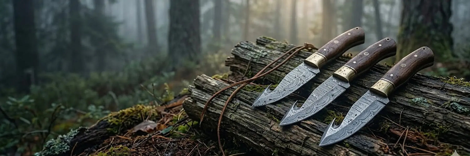 Gut Hook Knife with wooden handle| USA | Divine Knives