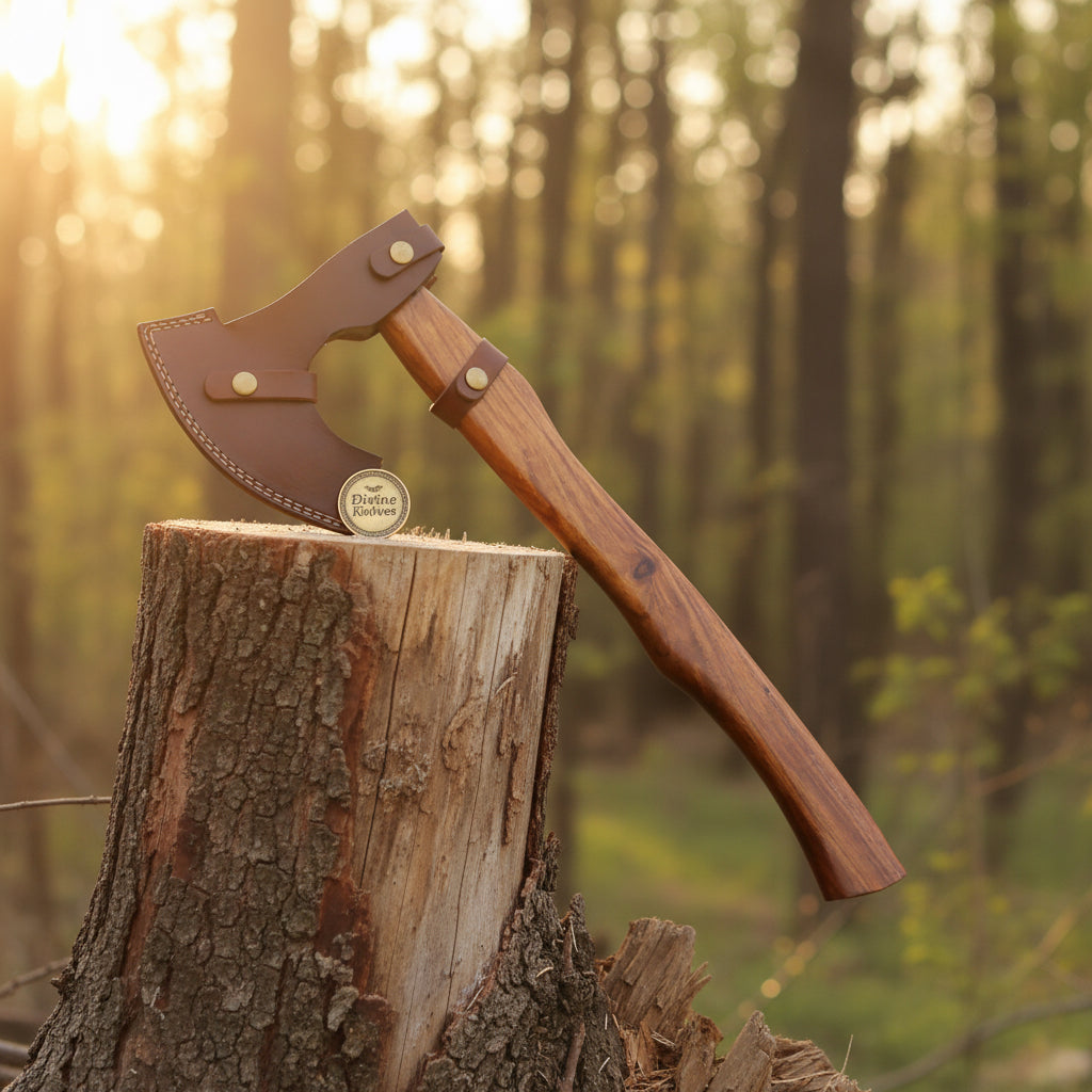 Handmade Damascus Viking Axe — Bearded Hatchet
