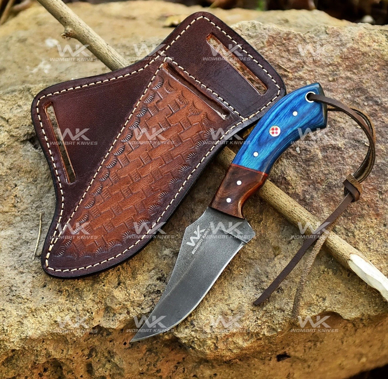 Blue Pakkawood Rite Edge Skinner with Stabilized Wood Handle