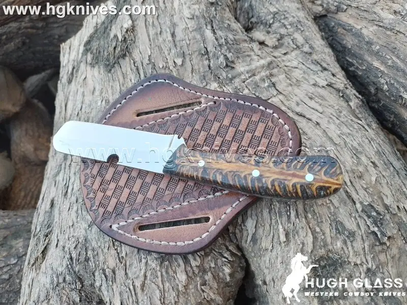 Dark Stag Horn Bull Cutter Knife for Ranch Chores and Gifting