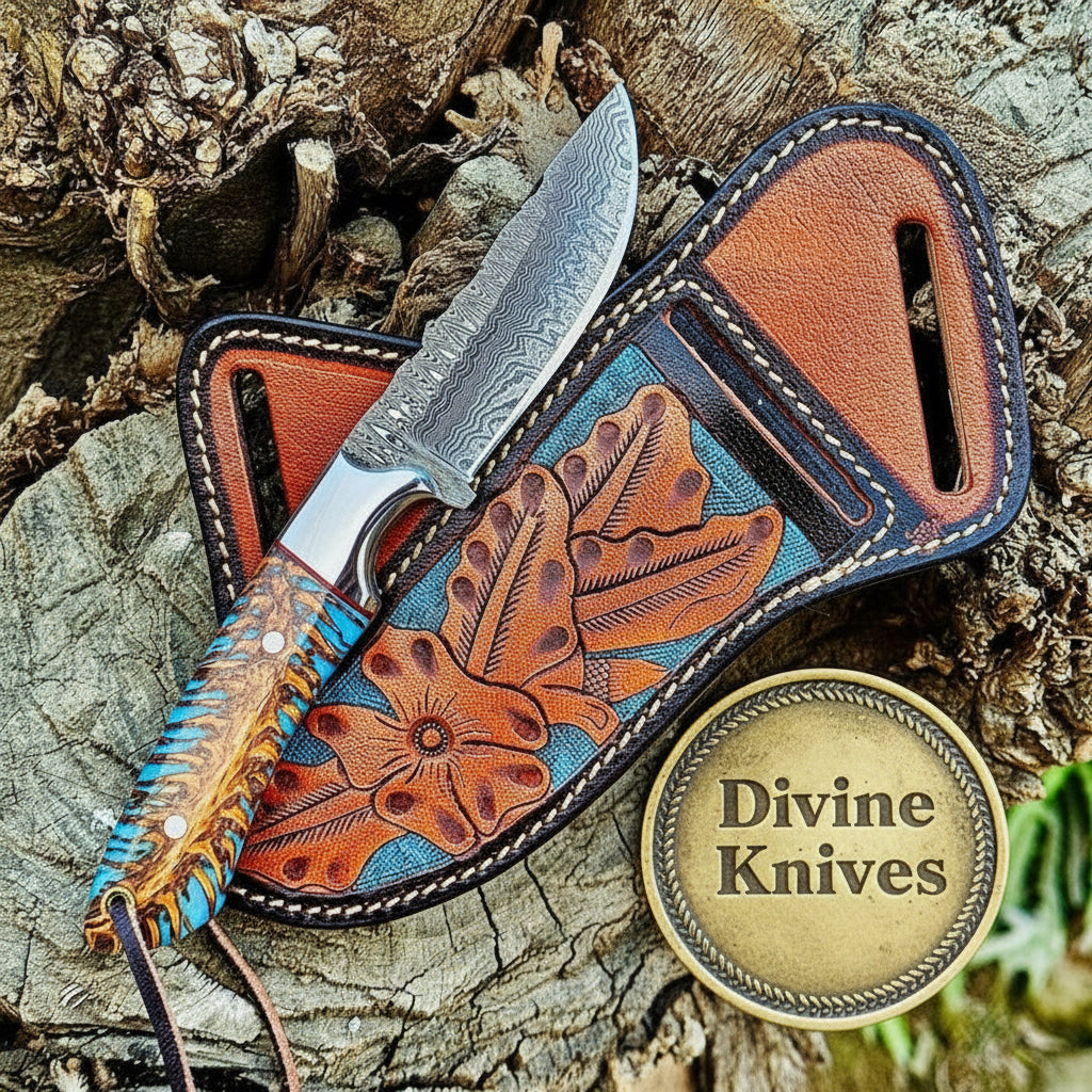 Damascus cow boy knife