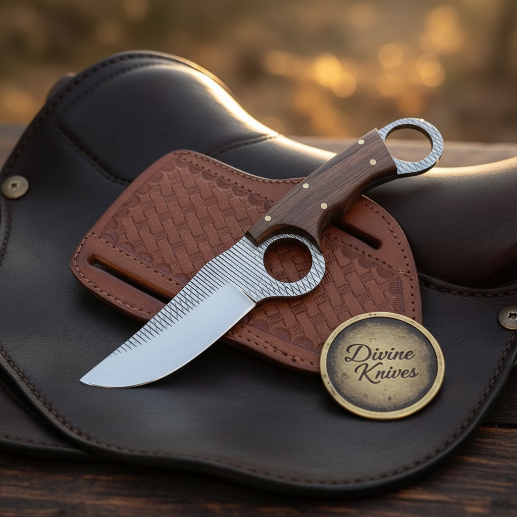 Karambit-Style Bull Cutter Knife for Ranch Work and Collecting