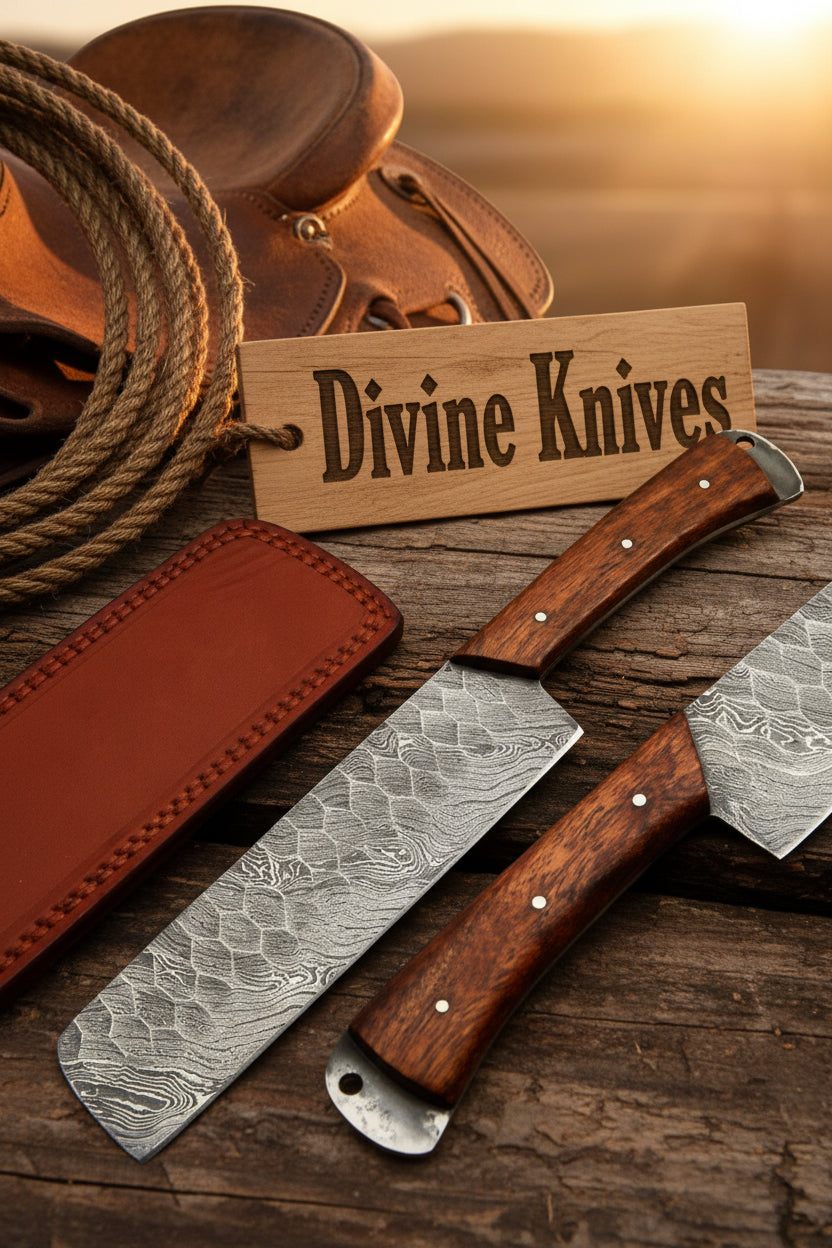 Damascus Hammered Nakiri Cleaver with Dimpled Finish