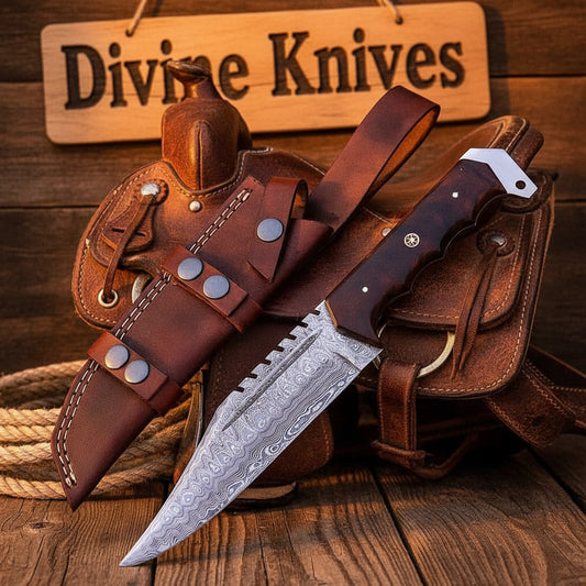 Notched Spine Tracker Bowie for Rugged Bushcraft Survival Use