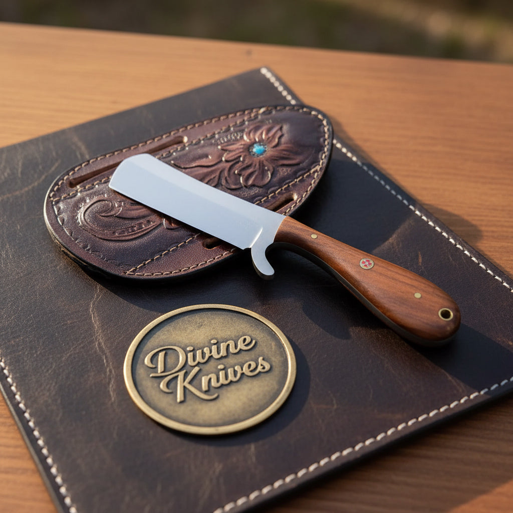 Walnut Cowboy Bull Cutter Knife with High Polish Blade