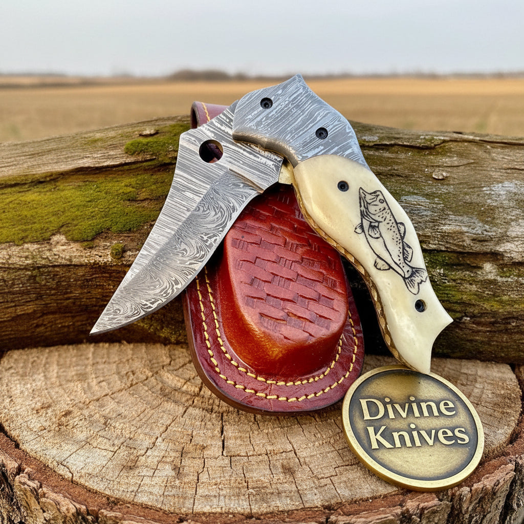 Bone handle folding knife