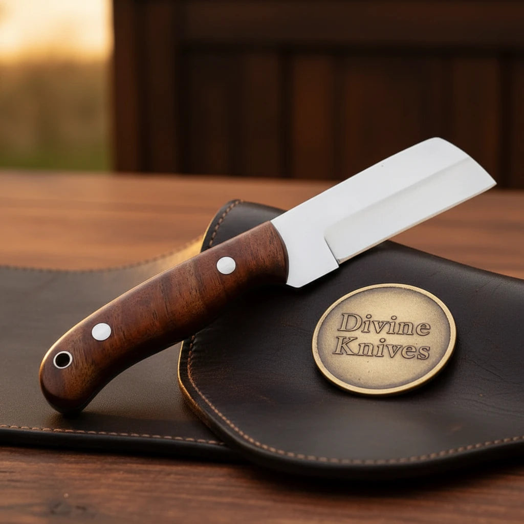 Rosewood D2 Steel Tanto Bull Cutter with Classic Wood Grip
