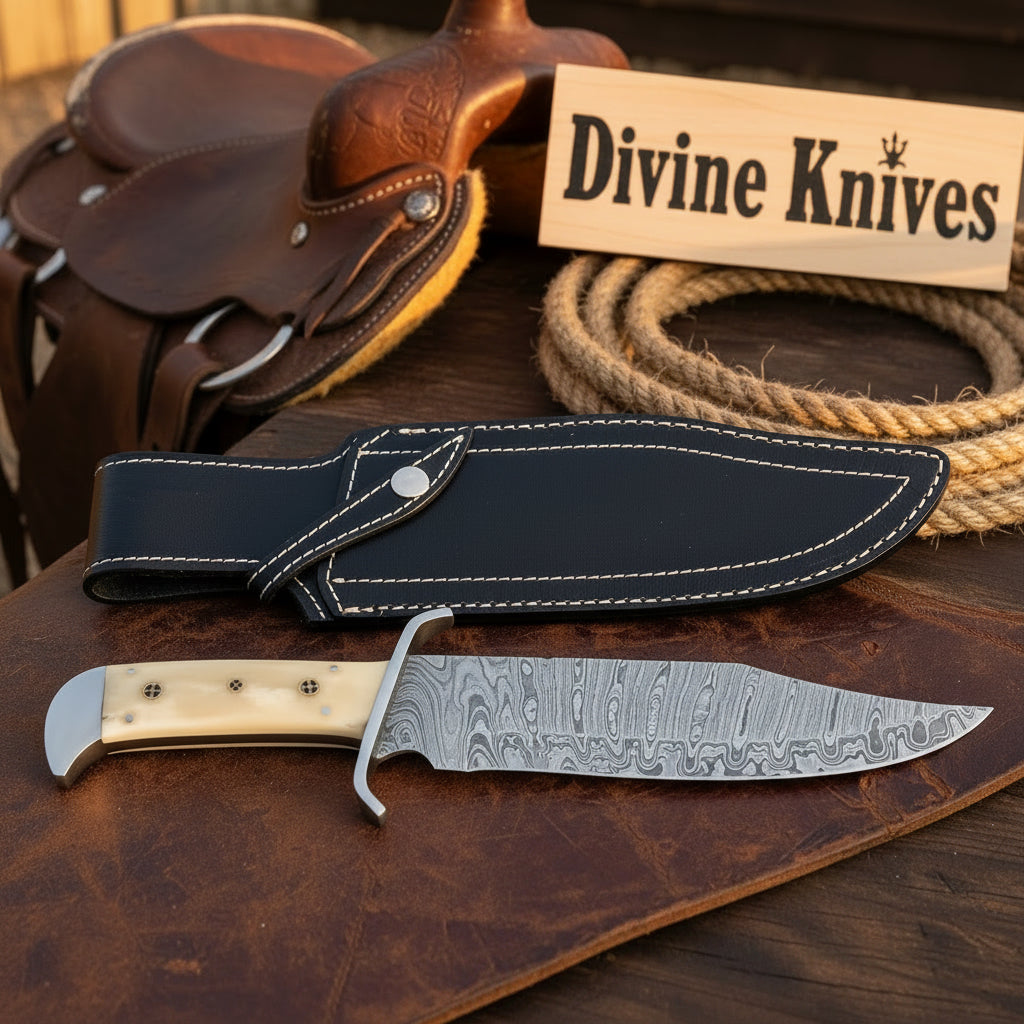 Camel Bone Sub-Hilt Bowie with Choked-Up Guard