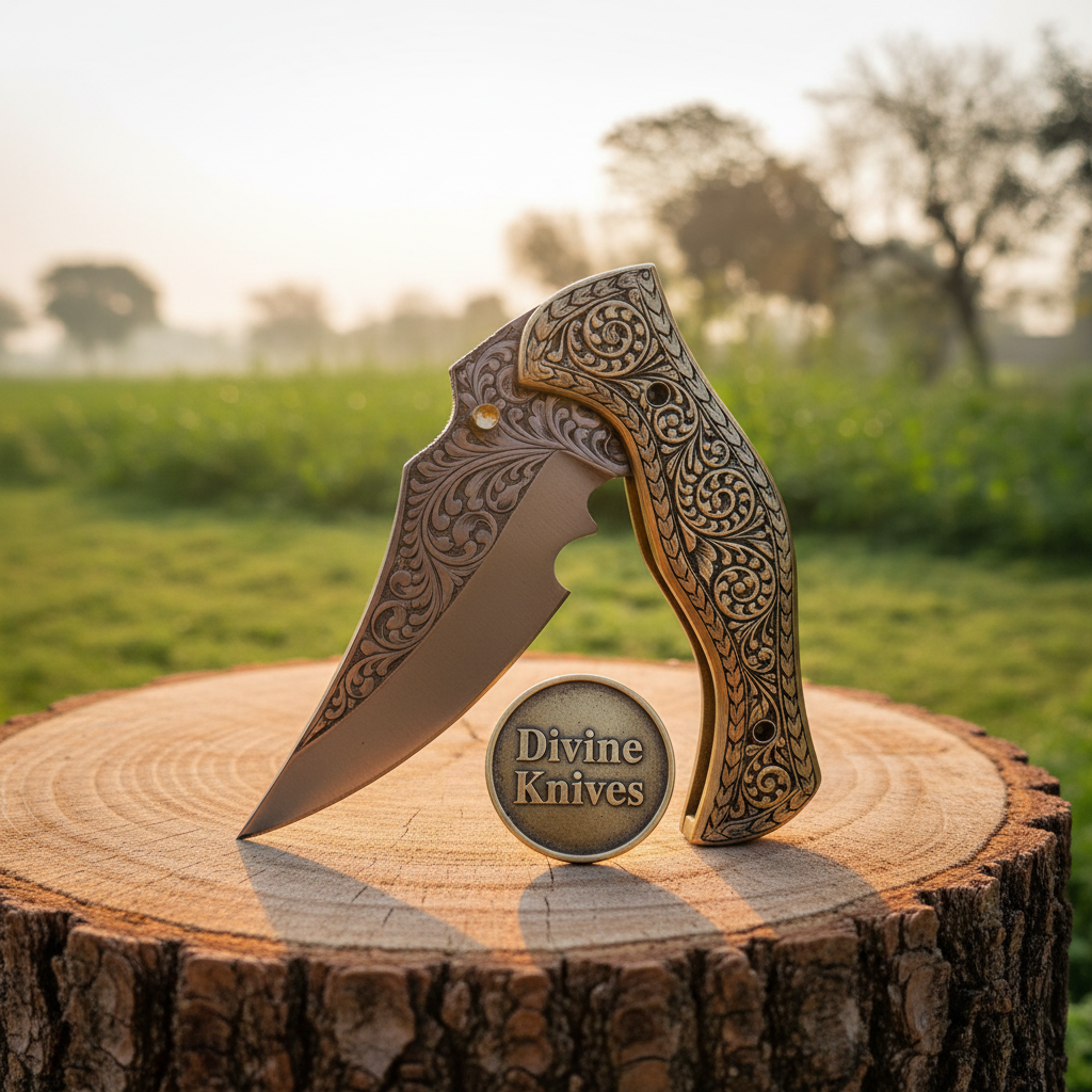 Engraved folding knife