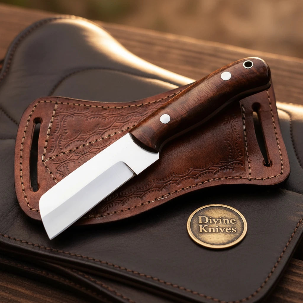 Rosewood D2 Steel Tanto Bull Cutter with Classic Wood Grip