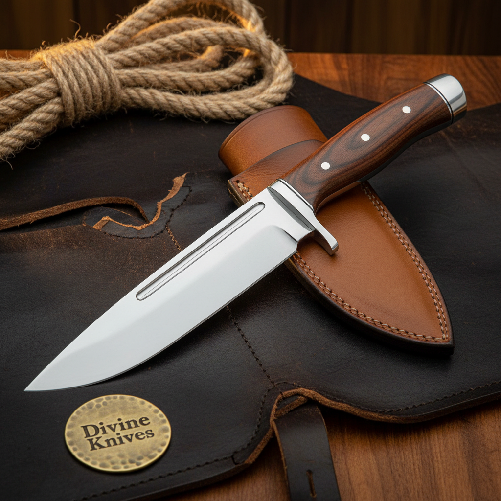 Rosewood Fuller Blade Drop Point Bowie with Classic Wood