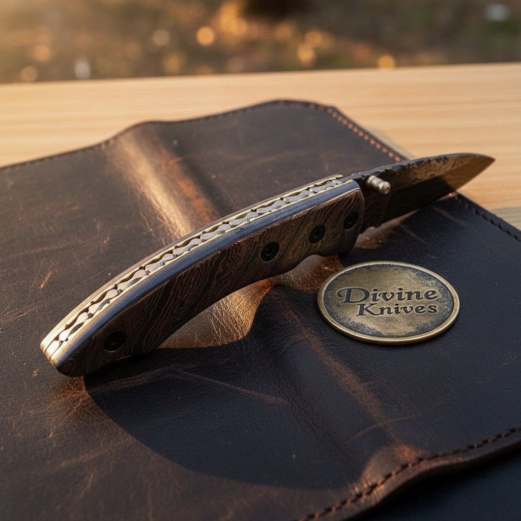 All-Damascus Steel Liner-Lock Folder with Matching Scales