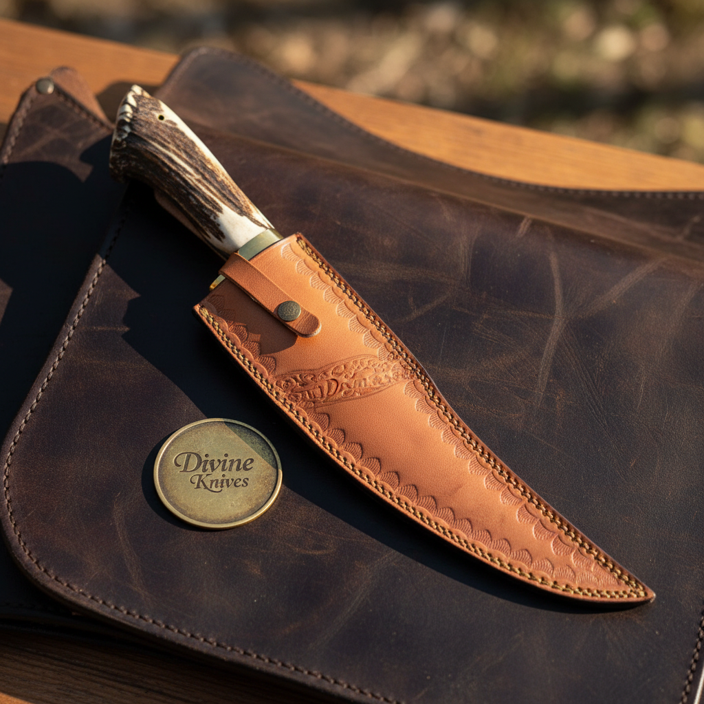 Crown Stag Trailing Point Hunter with Polished Blade