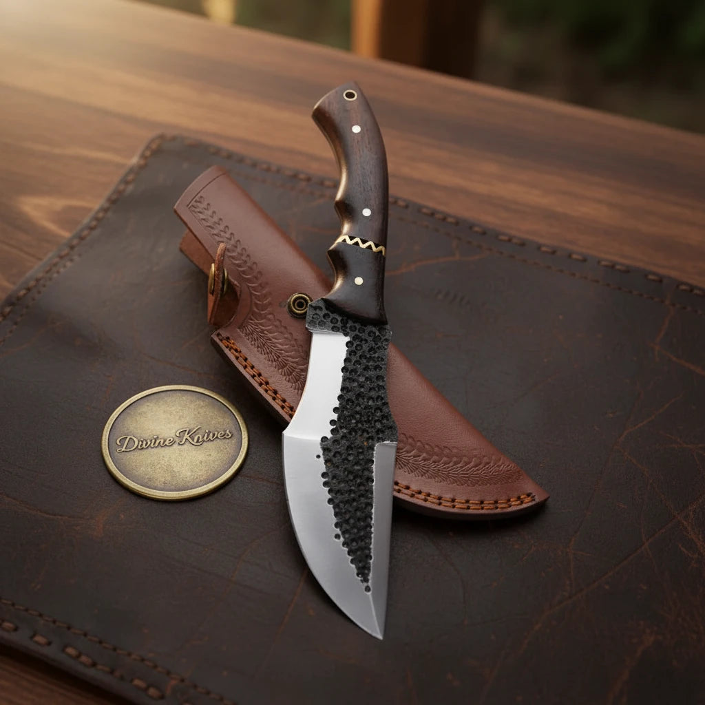 Rosewood Bushcraft Carbon Steel Tracker Knife for Outdoor Survival