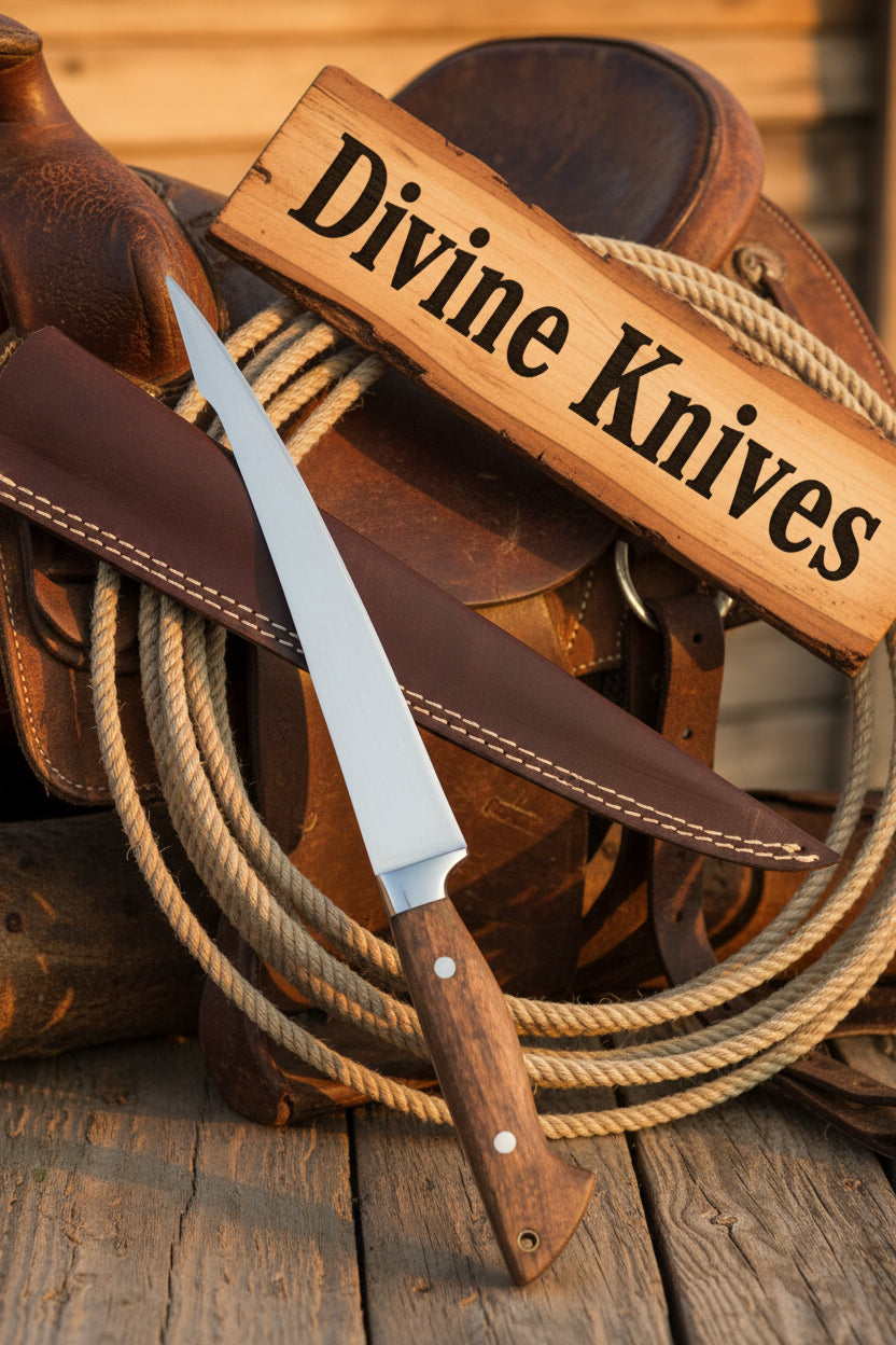 Sierra Trail Fillet Knife with Polished Steel Blade and Pale Wood Handle