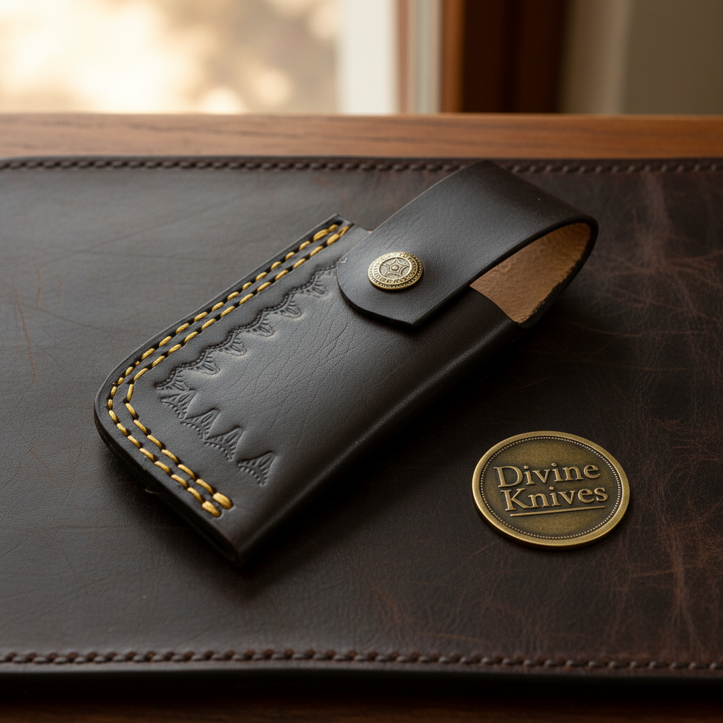 Engraved Brass Bolster Damascus Folder with Turquoise Scales and Sharpening Rod