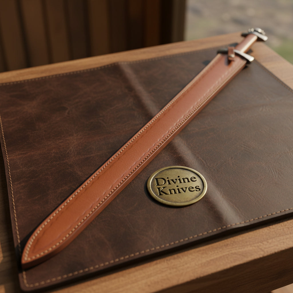 Leather Wrapped Viking Sword with Forged Crossguard and Hand Stitched Tan Scabbard