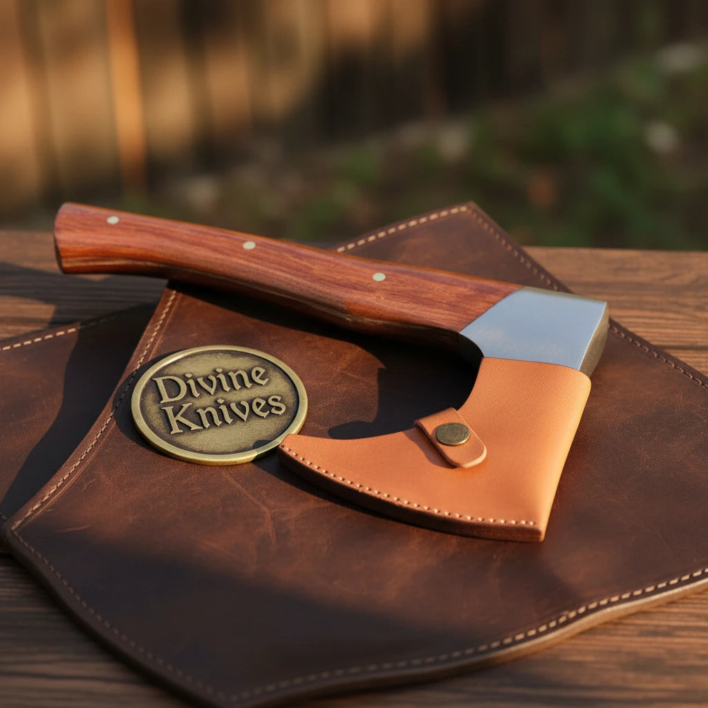 Hand-Forged Bearded Camp Axe with Rosewood Handle