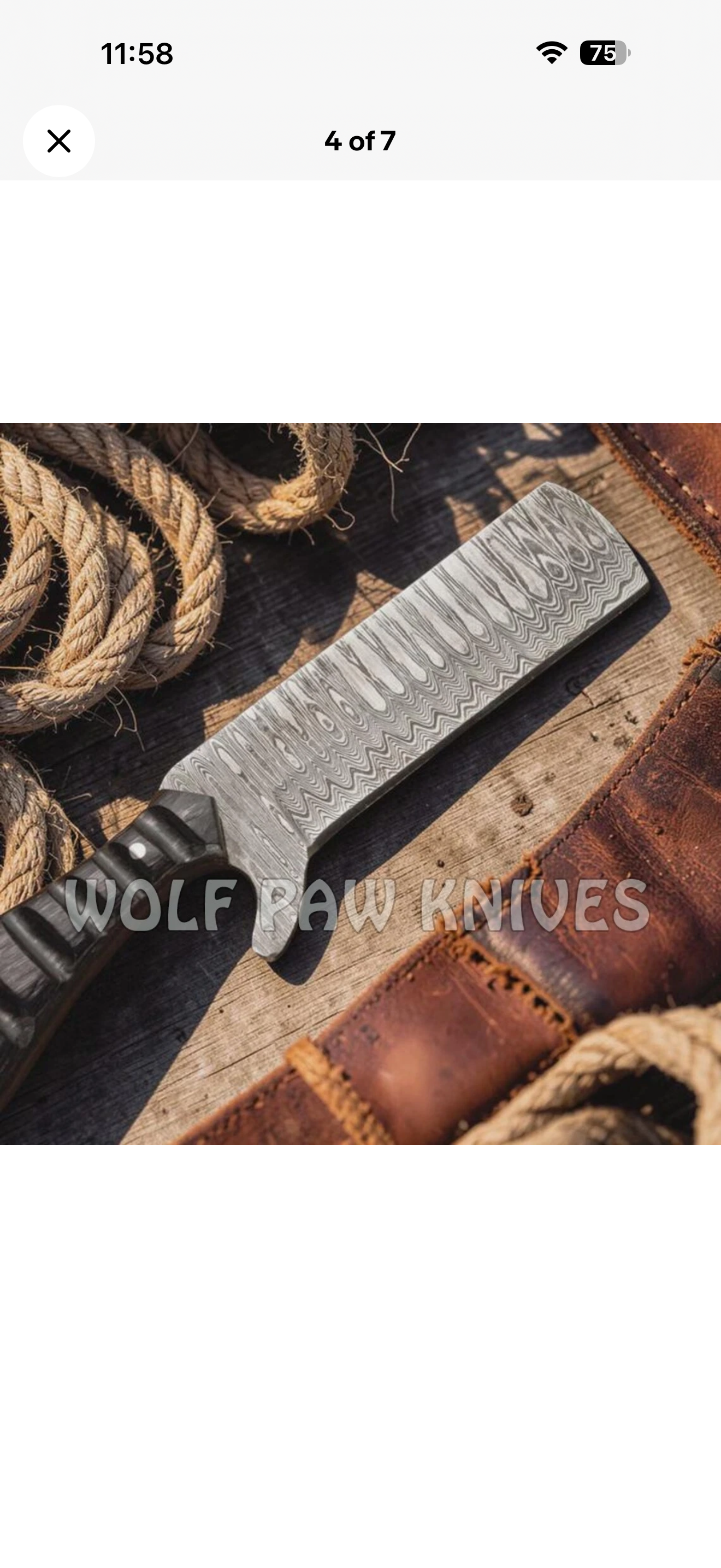 Micarta and Turquoise Bull Cutter with Scale Pattern Damascus Blade