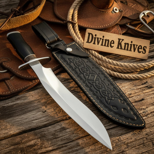 9 Inch Celtic Bowie Knife with Polished Blade & Steel Guard