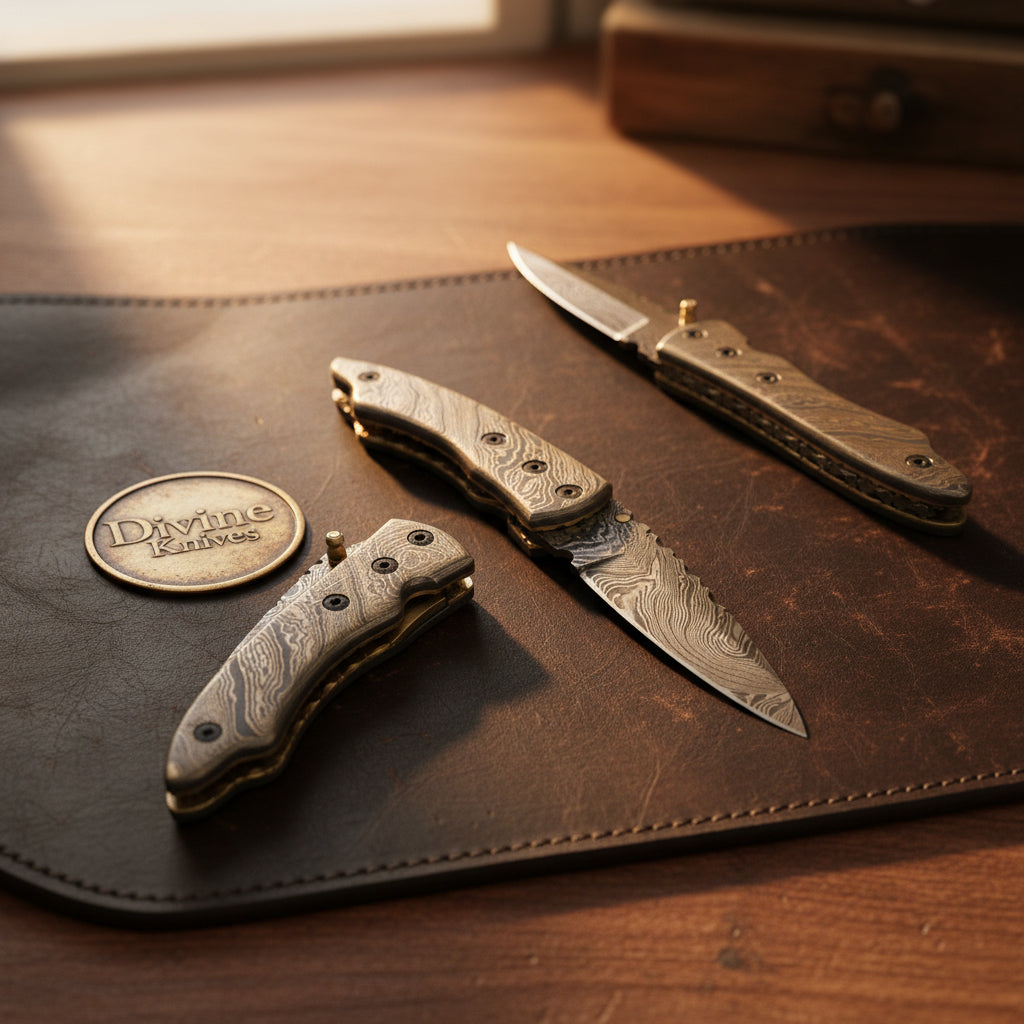 All-Damascus Steel Liner-Lock Folder with Matching Scales