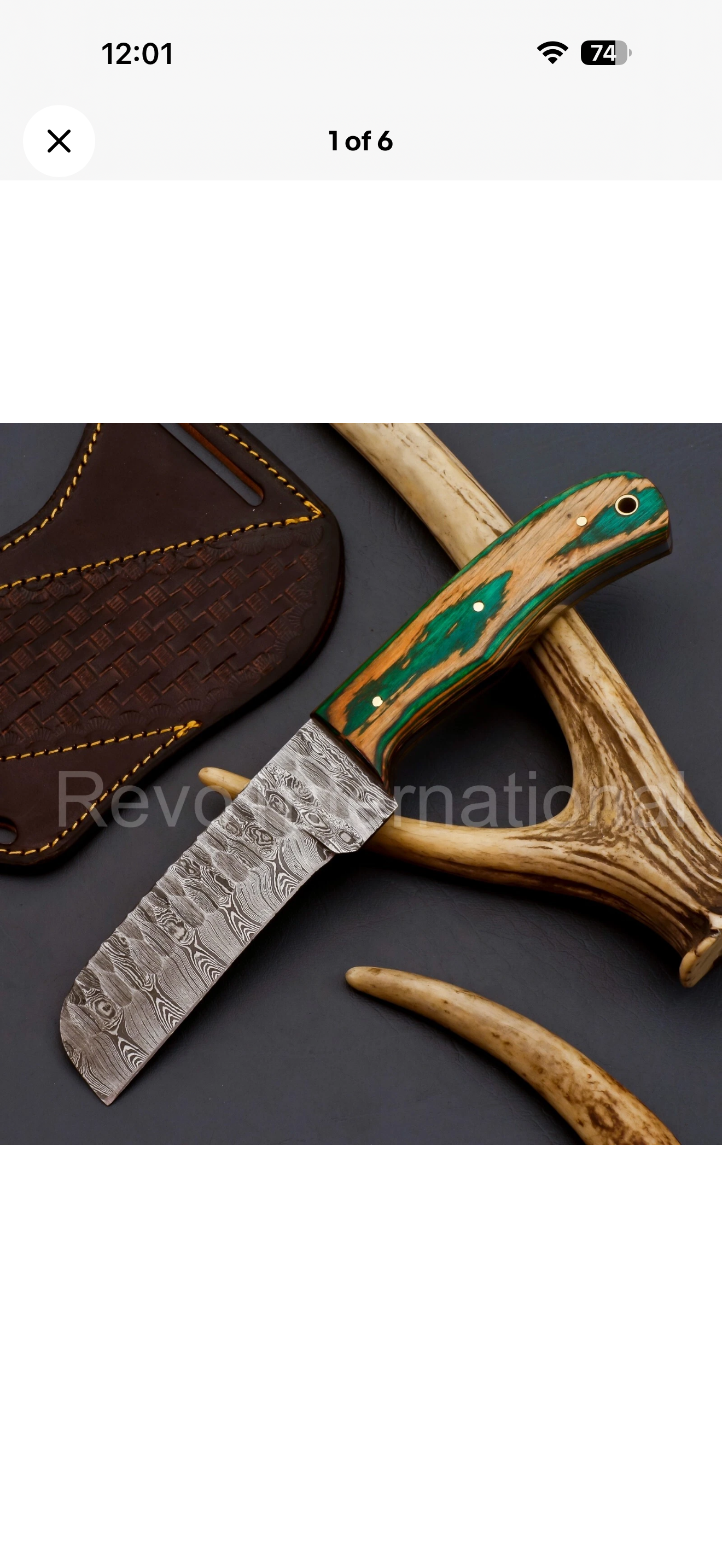 Wawona Cowboy Bull Cutter Knife with Squared Damascus Blade