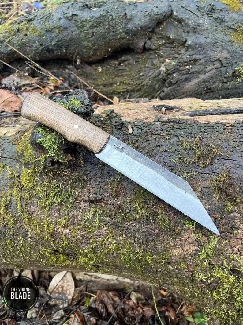 Hand-Forged Kiridashi Utility Knife with Oak Wood Handle