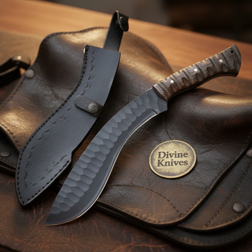 Black Textured Gurkha Kukri for Camp and Outdoor Work