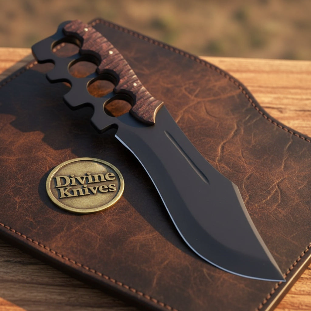 Dark Tactical Trench Knuckle Duster with Black Coated Blade