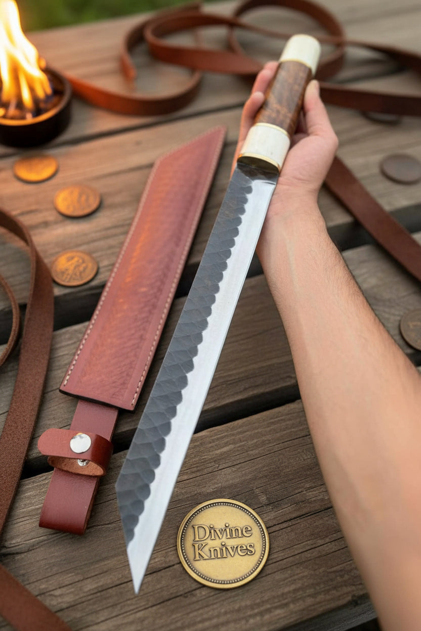 Kuroryu Tanto with Hand-Ground Blade and Traditional Wa-Style Handle