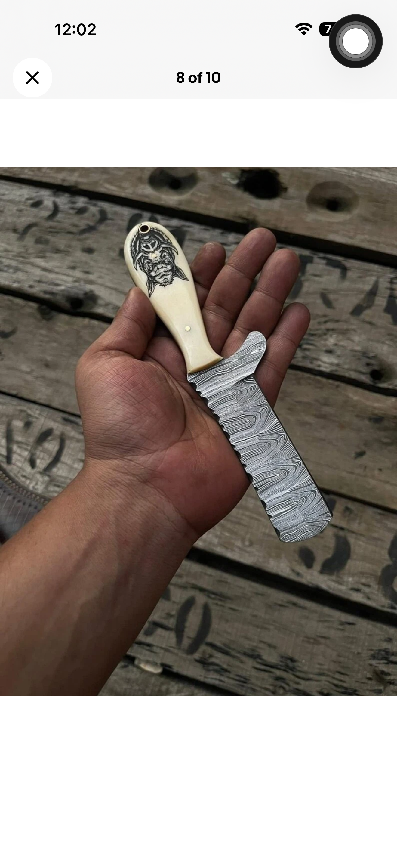 Scrimshaw Camel Bone Bull Cutter with Hand Engraved Bone Handle